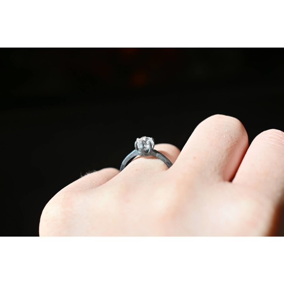 Classic Handmade Raw Diamond Engagement Ring, Chic Modern Raw Diamond Ri… - Picture 5 of 5